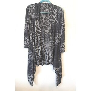 Jaipur Women's Animal Print Duster Cardigan Black Gray Size‎ M